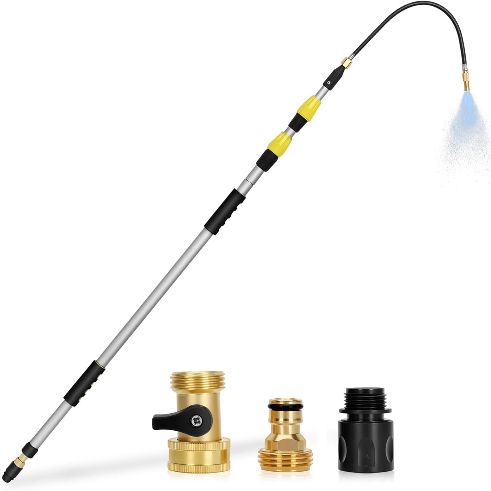 Drizzlen 20ft extension gutter cleaner reaching second-story gutters from the ground