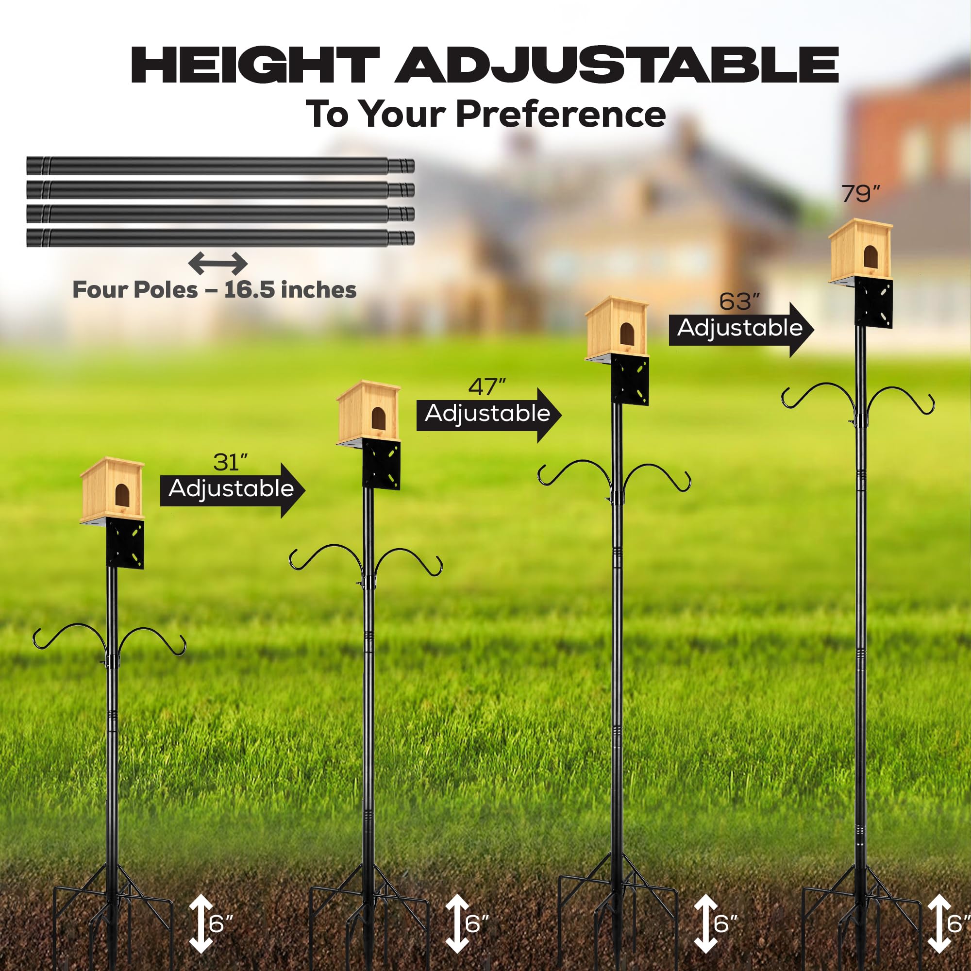 DRKXLR rust-resistant matte black finish on bird feeder pole