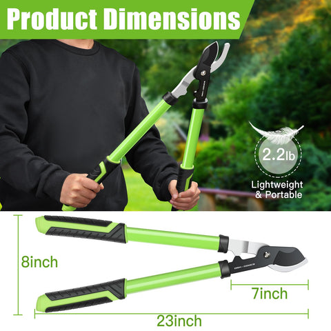 DRM-GDNER loppers cutting a thick 2-inch branch with ease