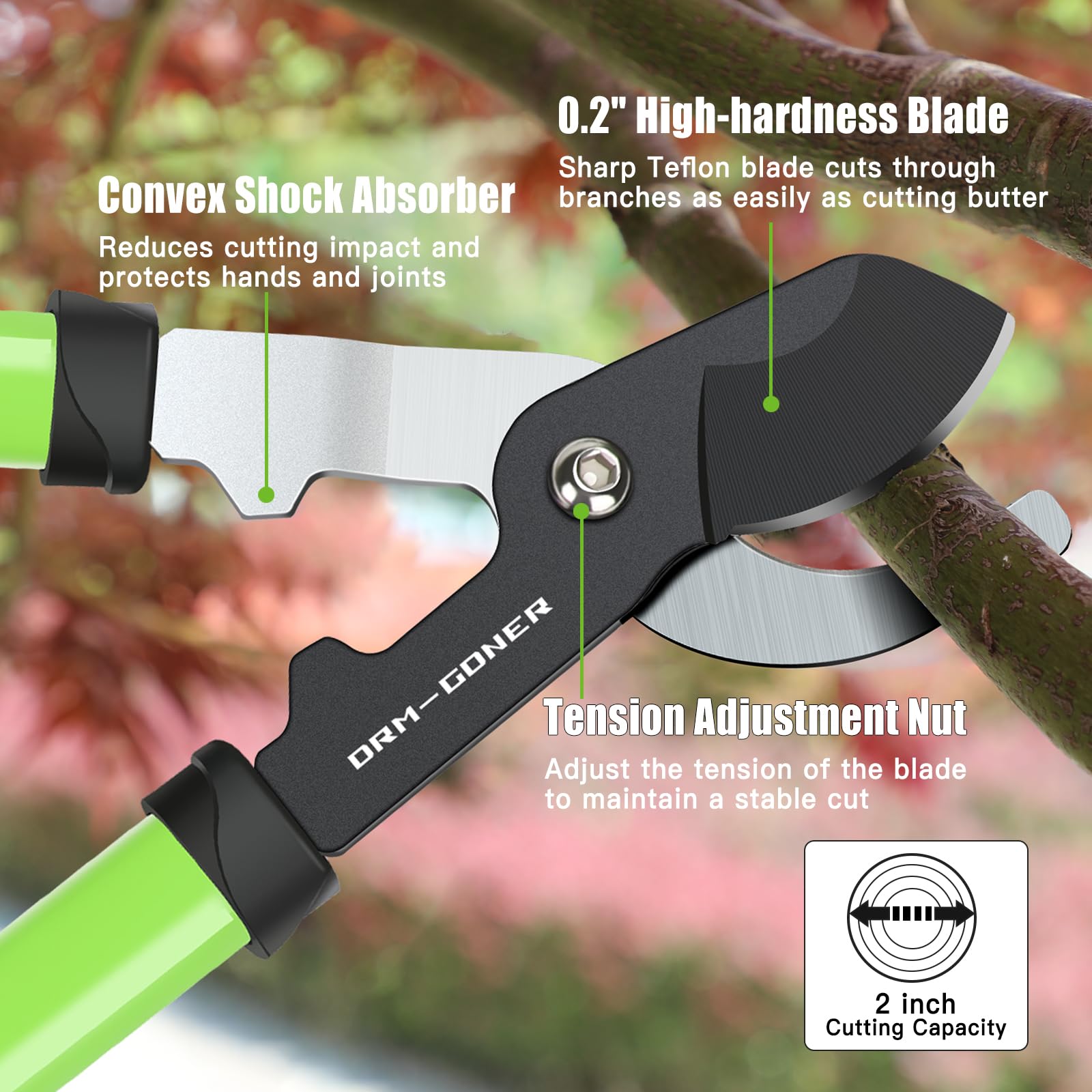 Triangular steel tube frame of DRM-GDNER loppers for durability