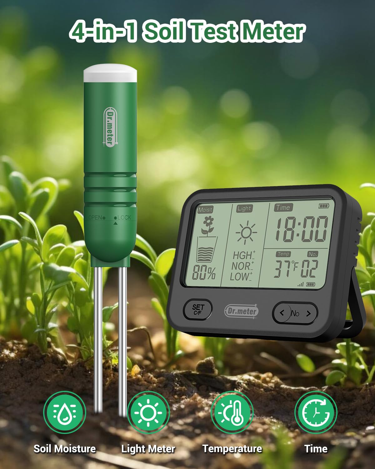 Dr.meter wireless sensor with 300ft range for distant plant monitoring