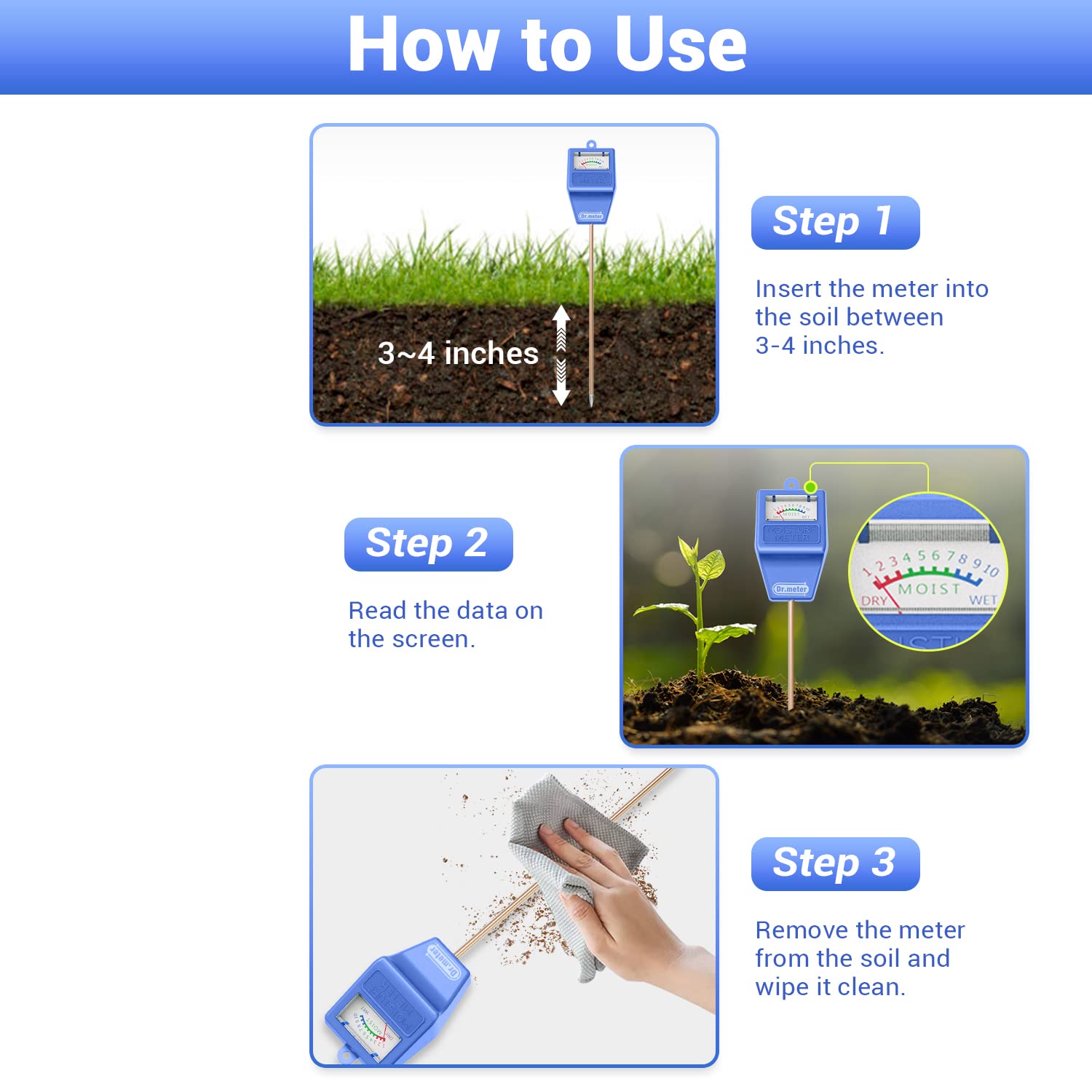 Dr.meter no-battery-needed device for quick garden readings anywhere.