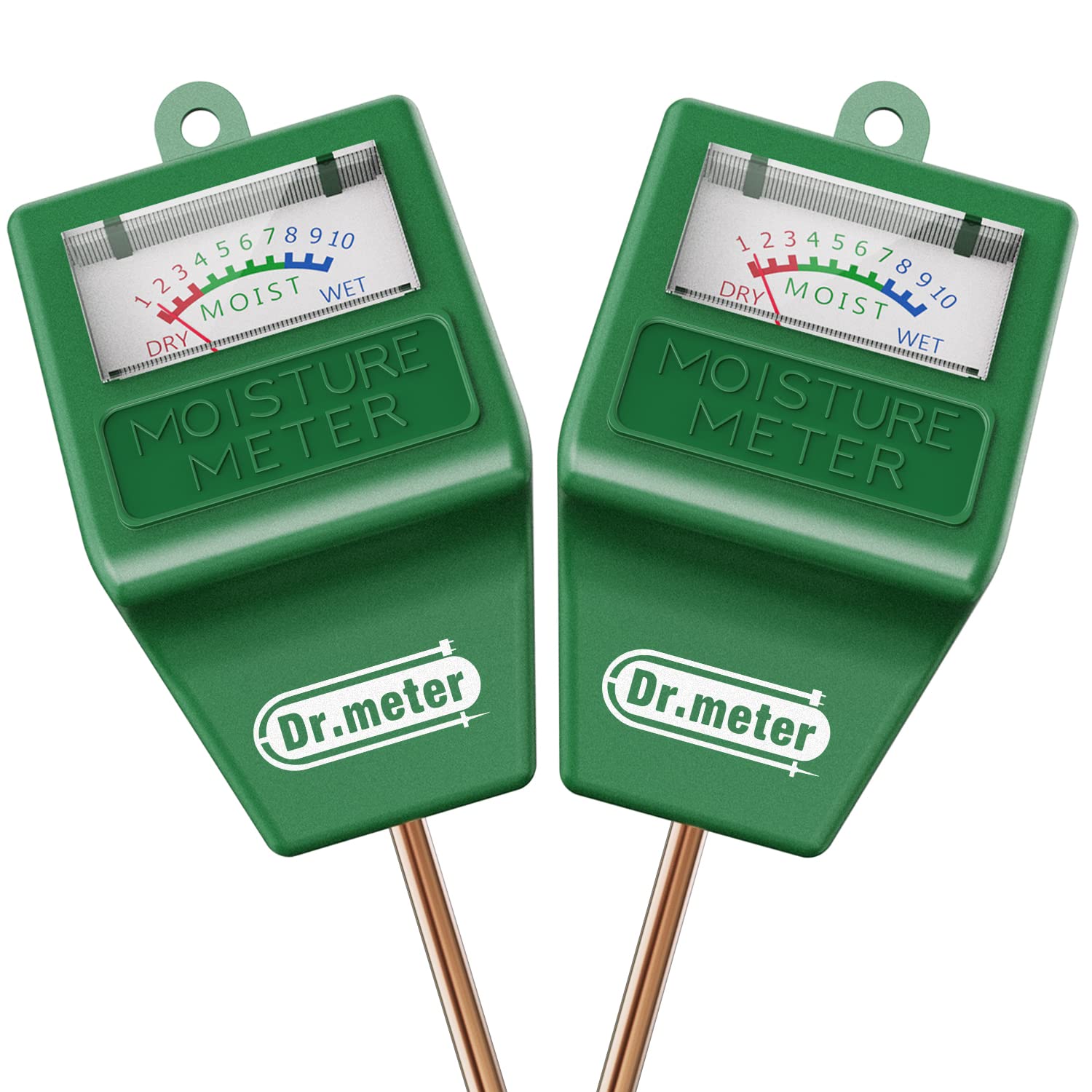 Dr.meter soil moisture meter front view with instant readings.