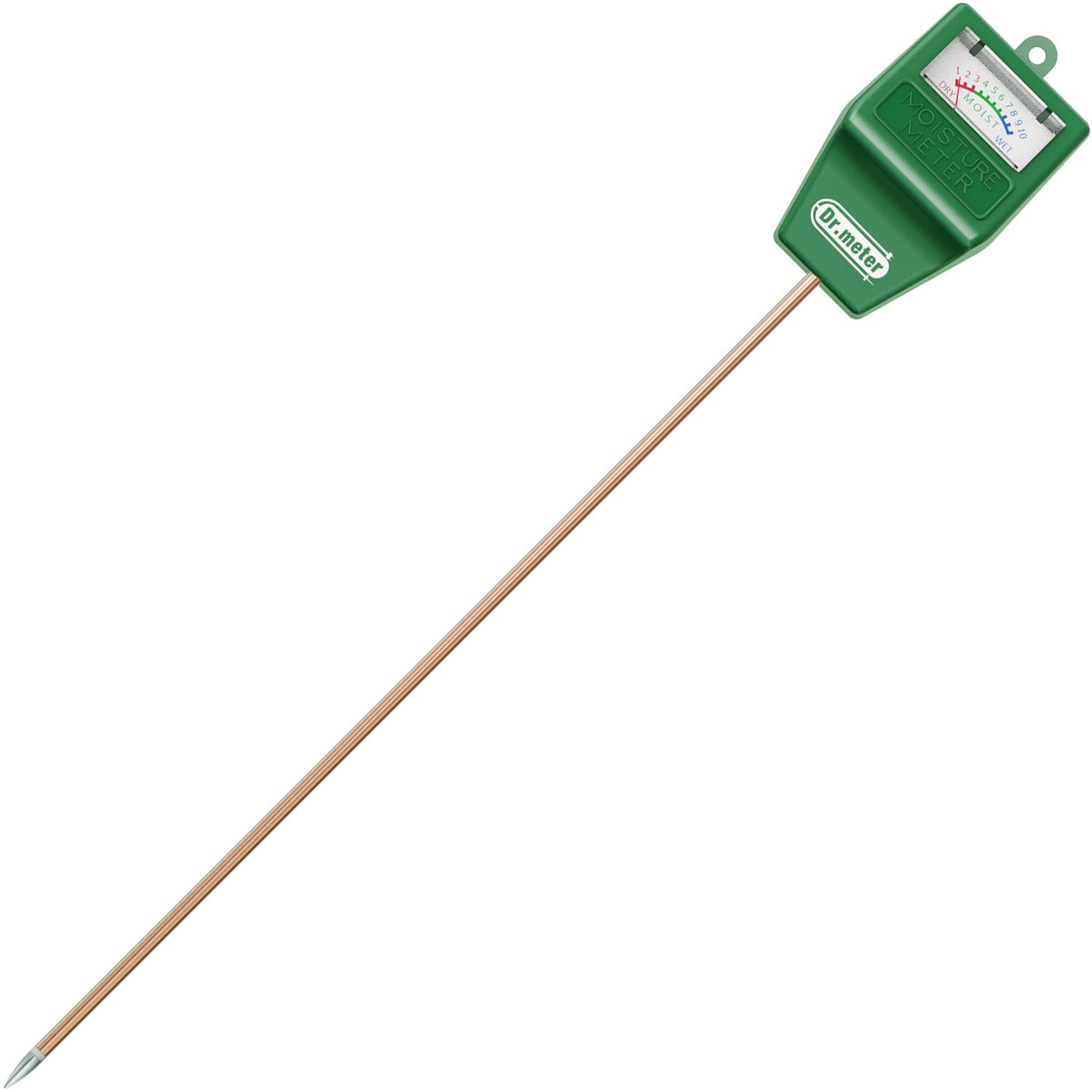 Dr.meter soil moisture meter probe in soil for quick readings.
