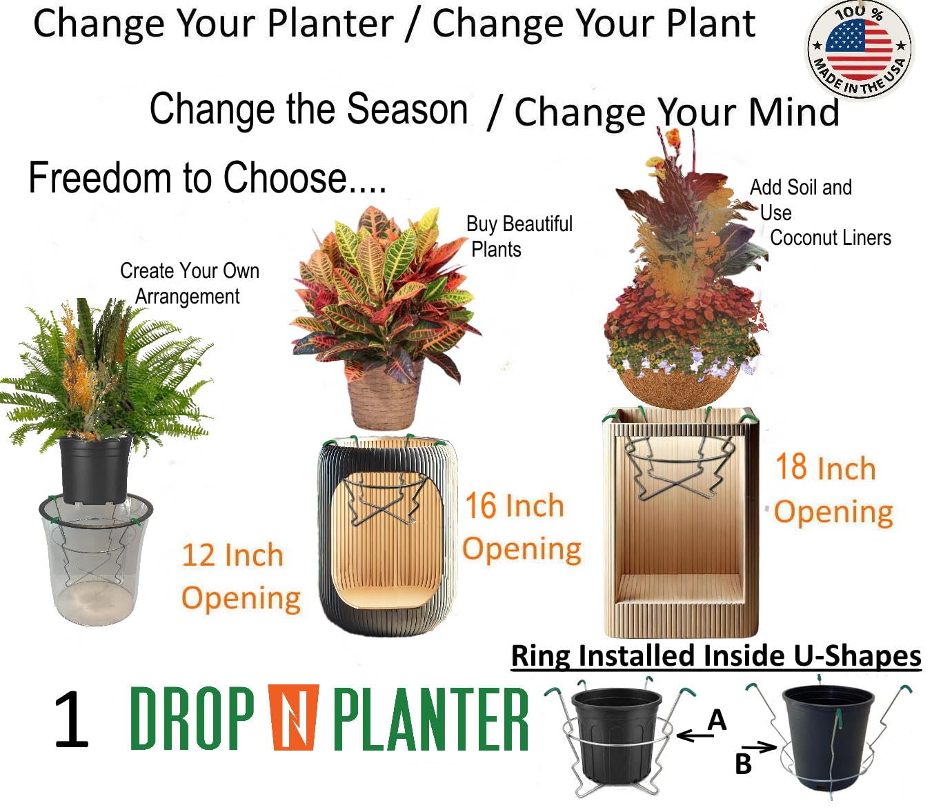 Drop N Planter weddings and events use indoors or outdoors.