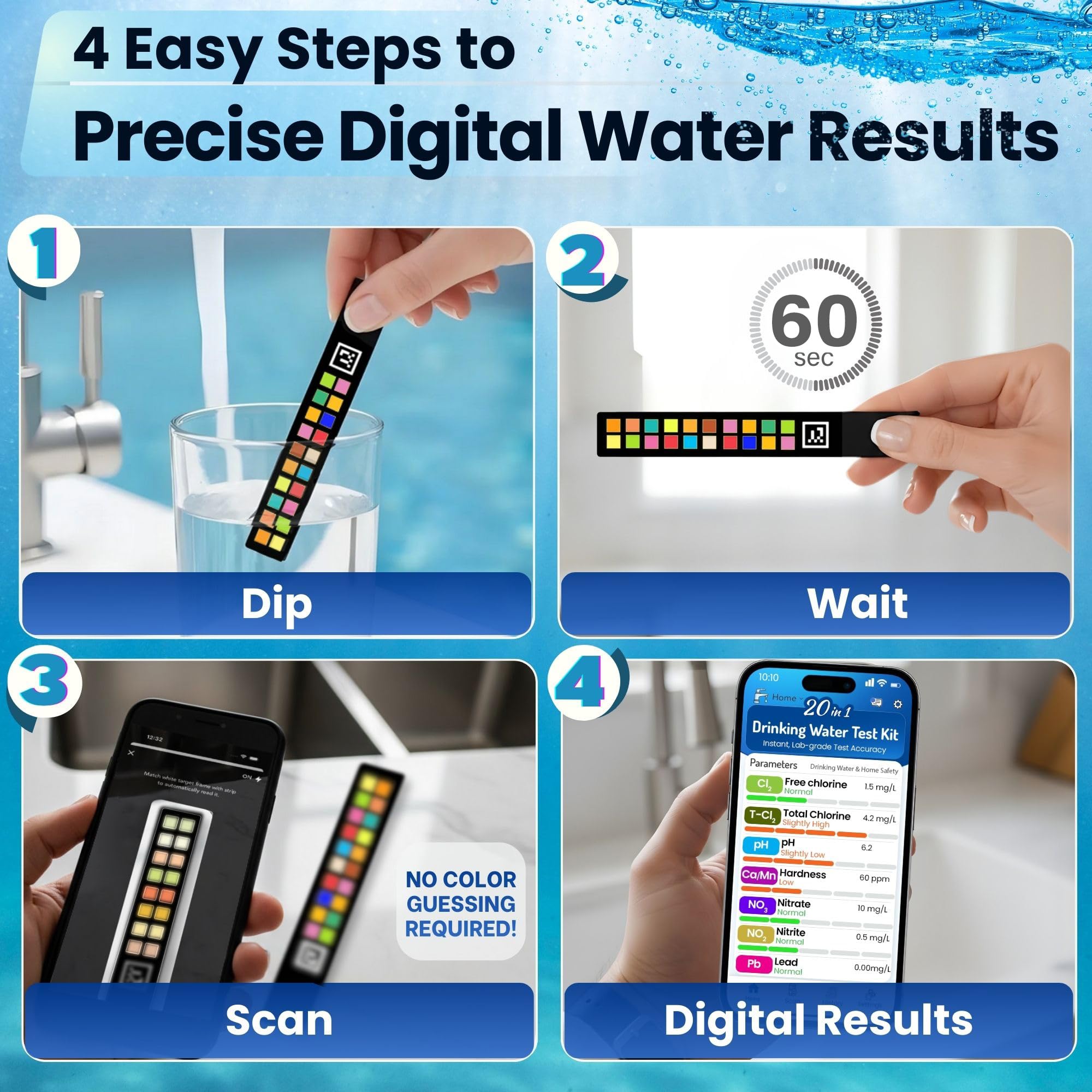 Droplytix app-connected color analysis displays readings on a smartphone.