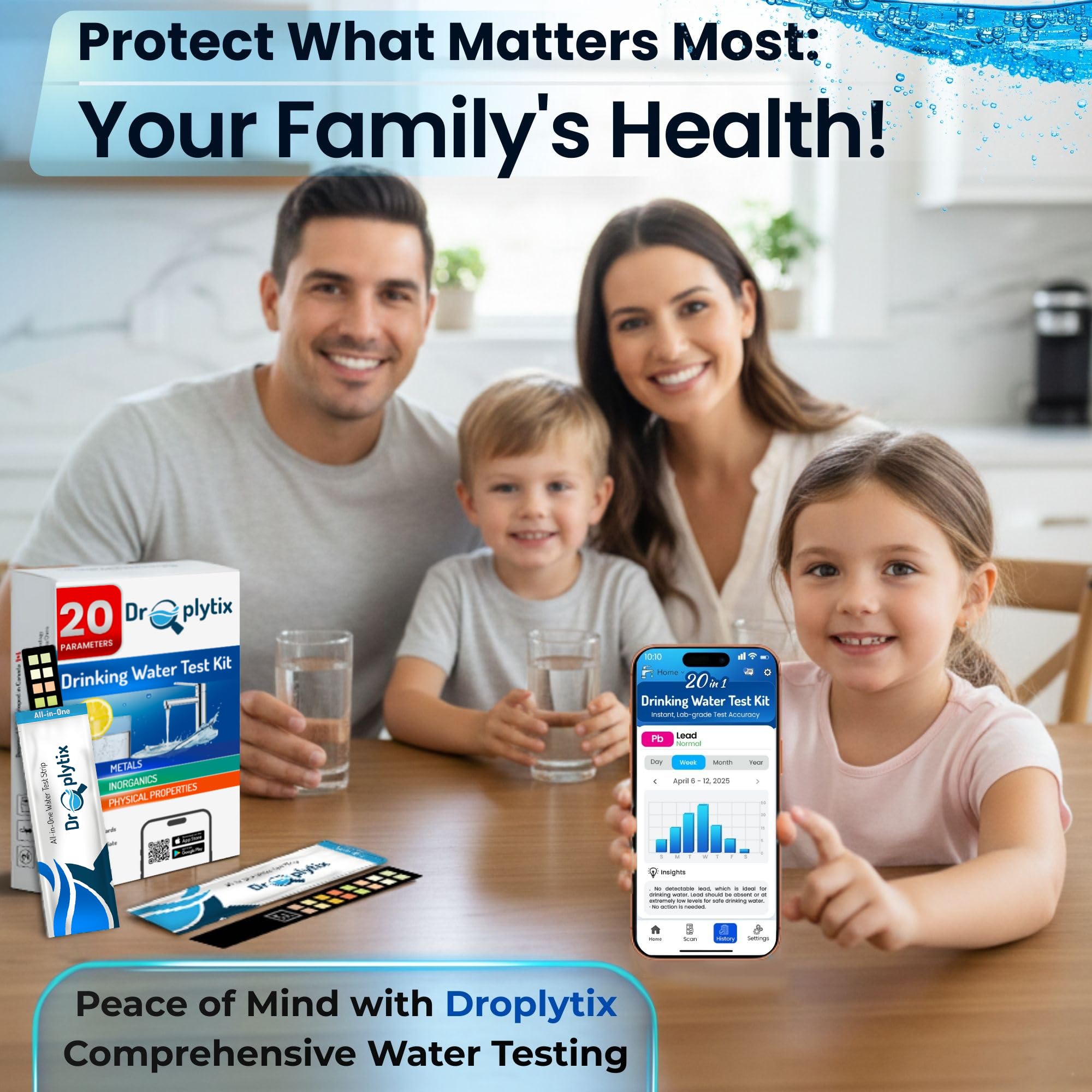 Droplytix test strips pack for multi-parameter water checks.