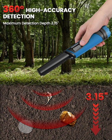 DR.ÖTEK pinpointer demonstrates 360° detection for omnidirectional scanning.