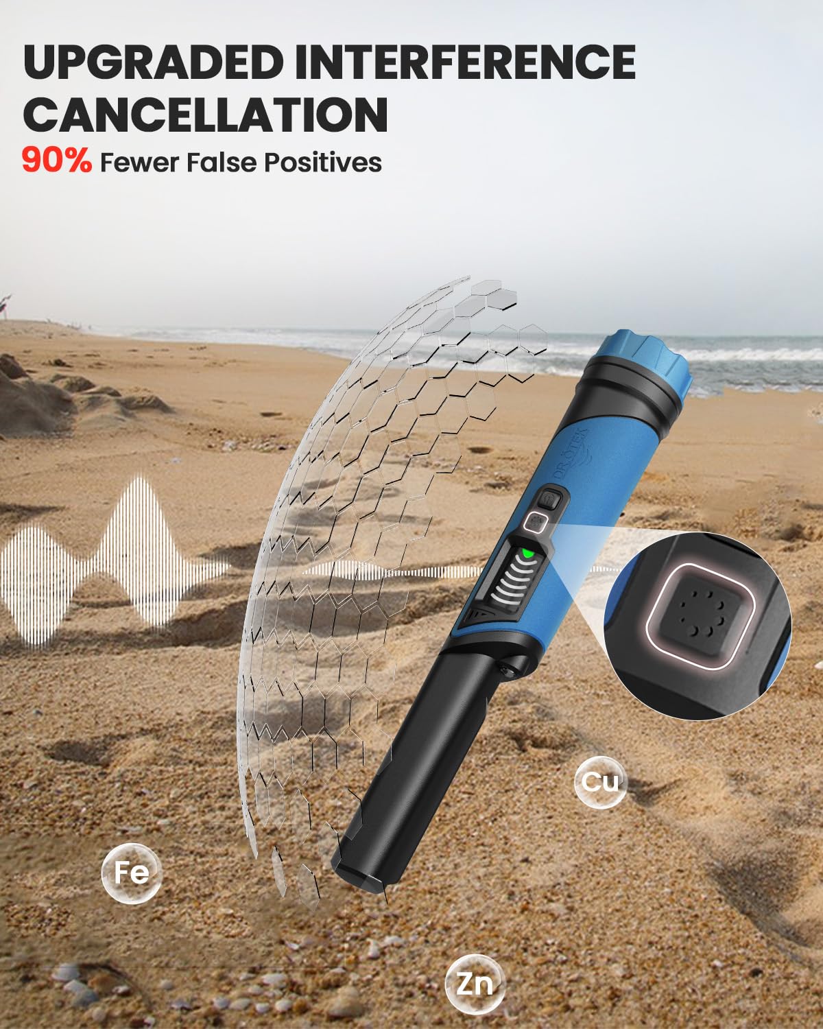 DR.ÖTEK pinpointer has a compact, lightweight and comfortable grip.
