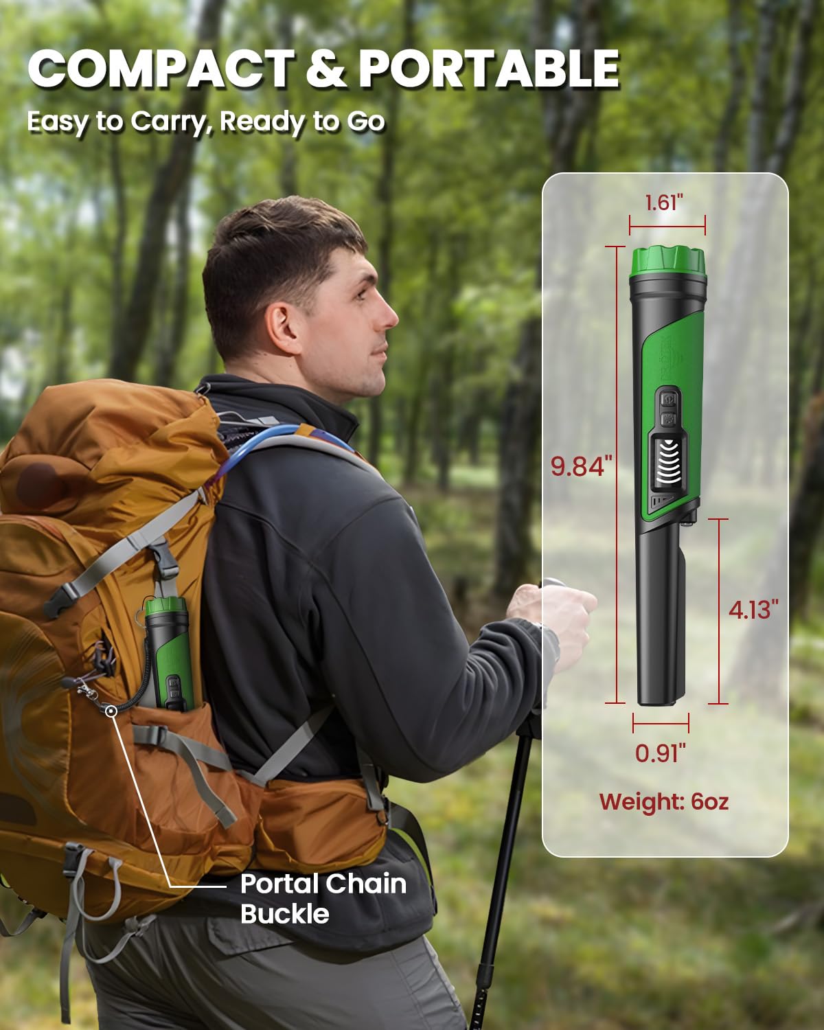 DR.ÖTEK Pinpointer rugged military-grade body stands up to tough conditions.