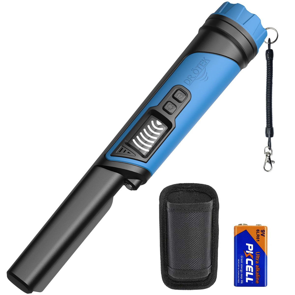 DR.ÖTEK pinpointer LCD screen shows signal strength for precise target identification.