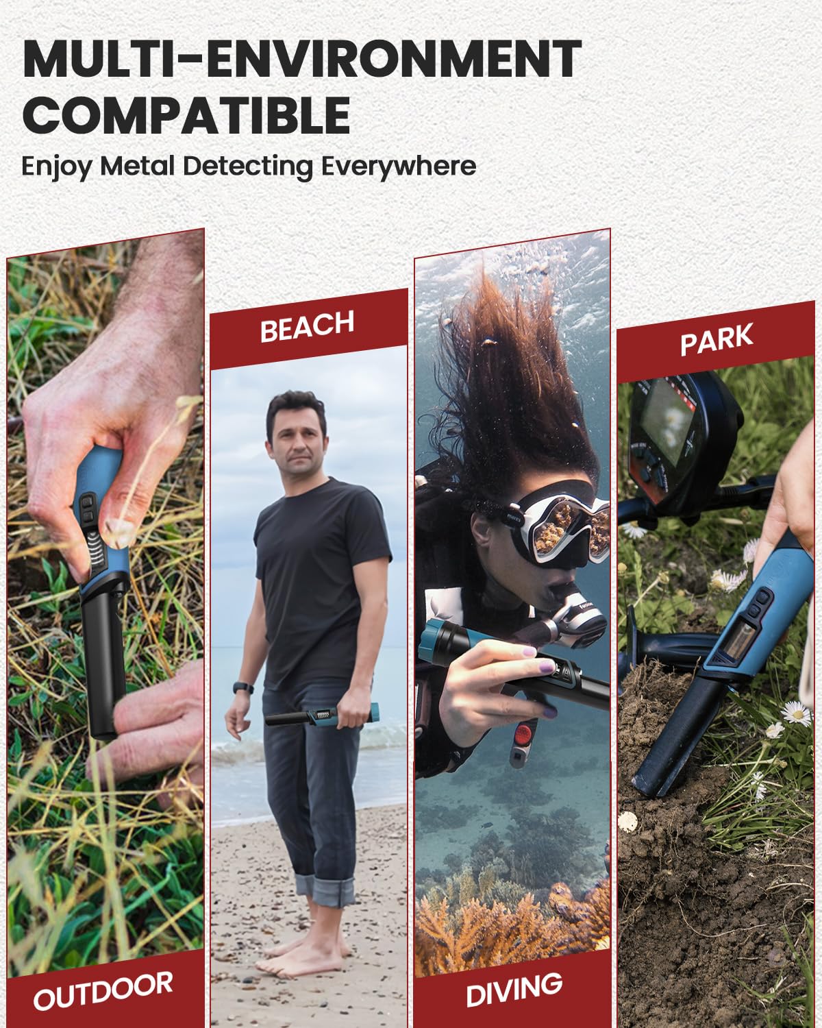 DR.ÖTEK pinpointer built with rugged durability for outdoor use.