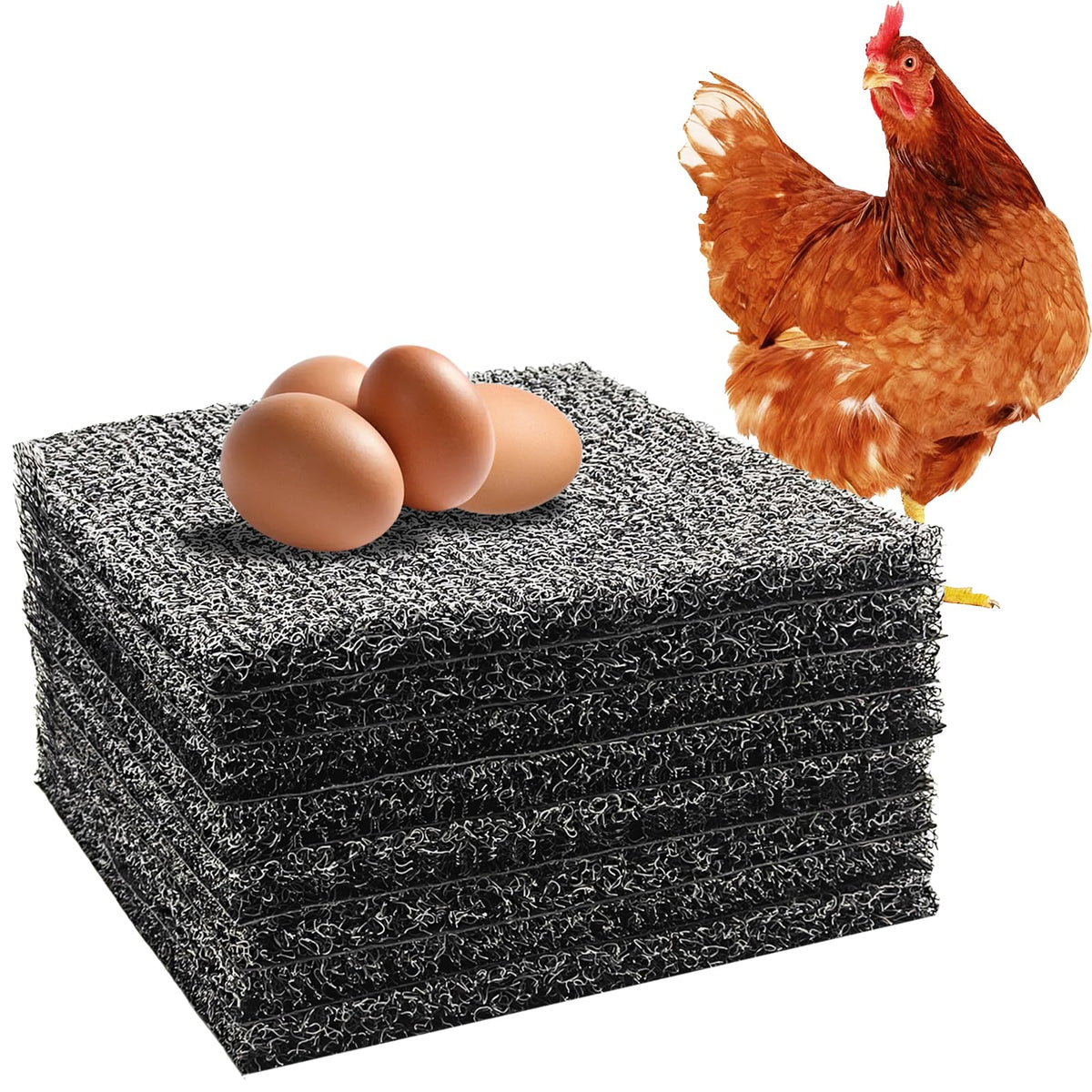 DRQ 8-pack nesting pads in a coop provide soft cushioning for eggs