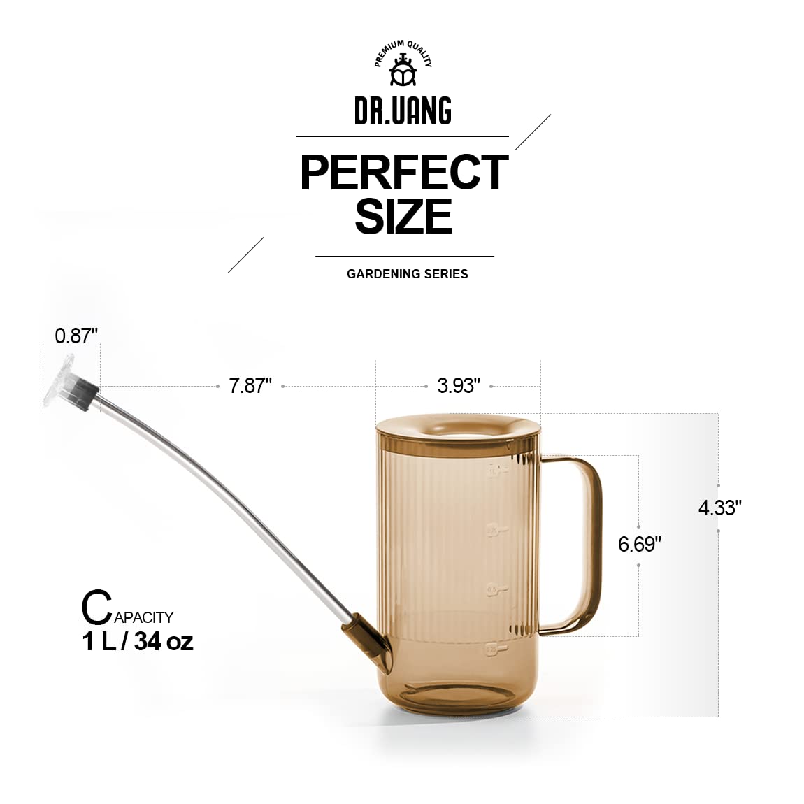 DR.UANG long spout watering can showing precise reach