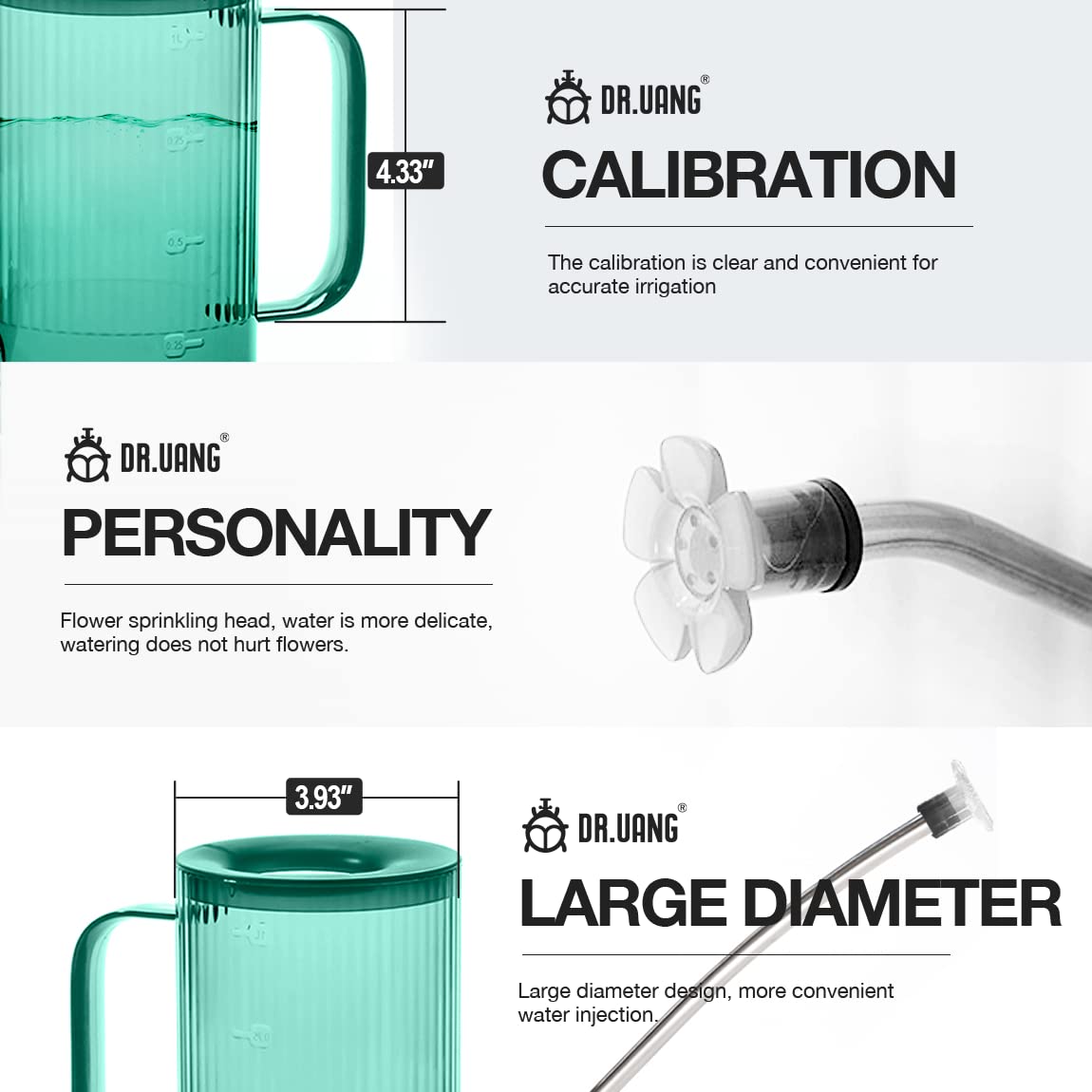 DR.UANG ergonomic handle enables comfortable pouring at any height