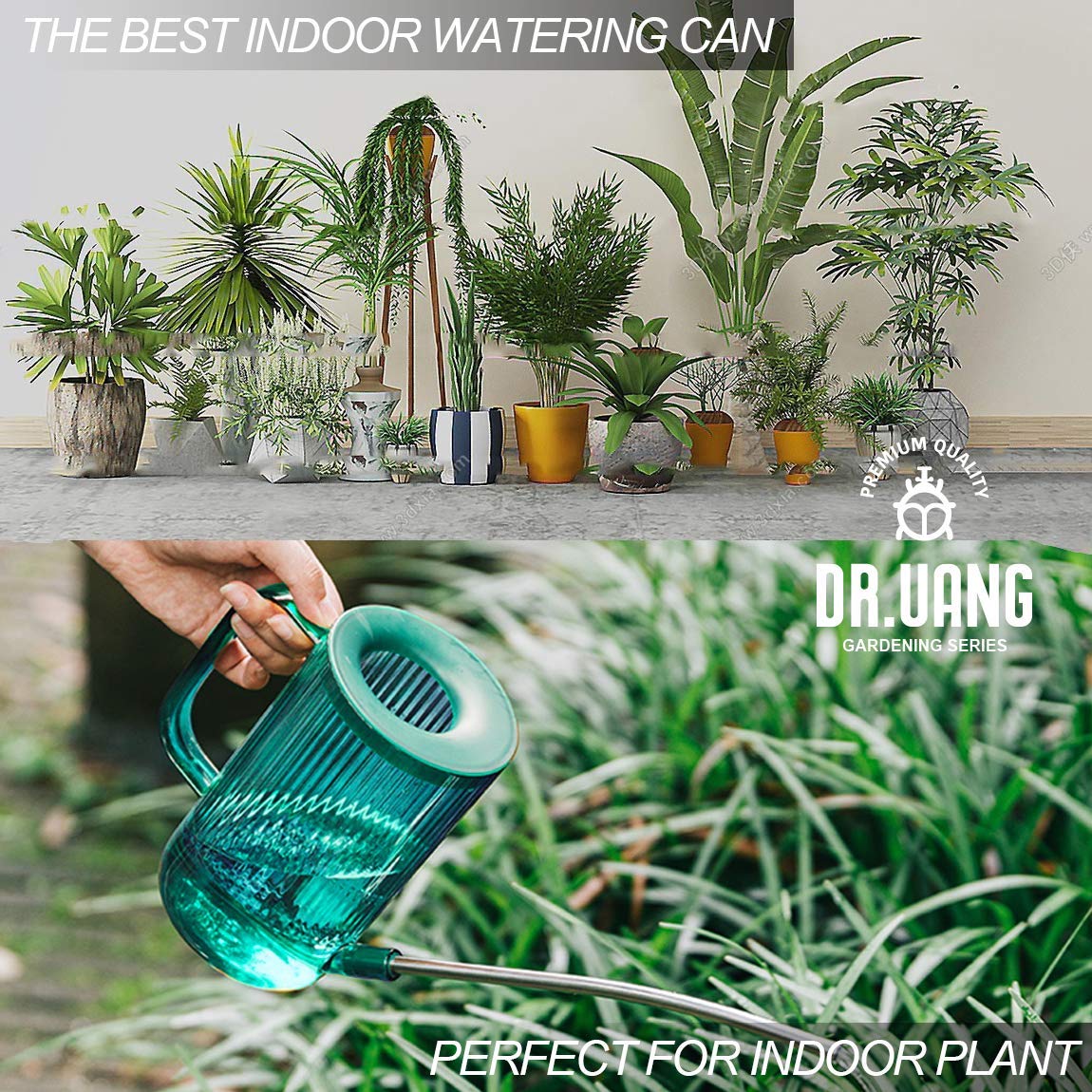 DR.UANG water can in use with indoor plants