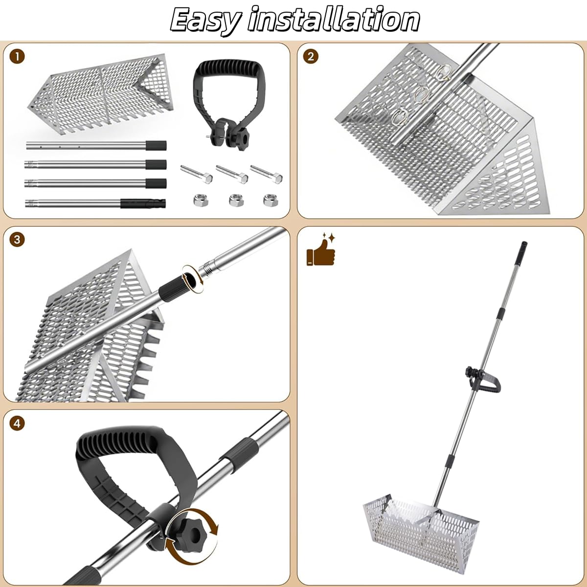 Drunmist Sand Fleas Rake with non-slip grips for comfortable all-day use.