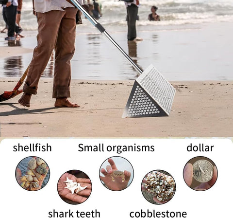Drunmist Sand Fleas Rake uses rust-resistant stainless steel for durable beach sessions.