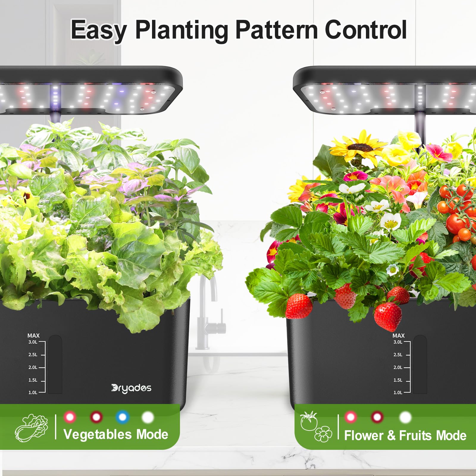 DRYADES Dryades LED grow-light close-up emphasizes full-spectrum output aiding robust growth.