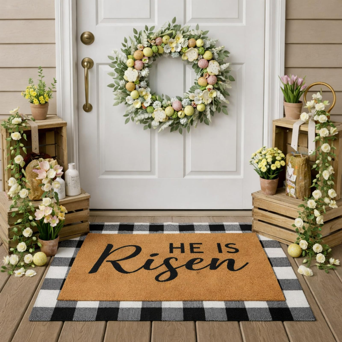 Drydiet Easter layered doormat bottom provides a stable outdoor welcome