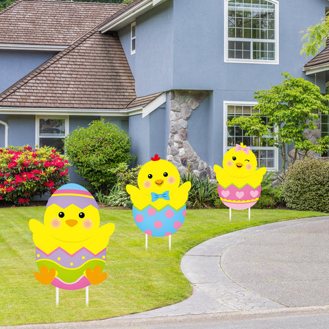 Drydiet Easter yard sign chicken design with stakes delivers bright, weather-ready display.