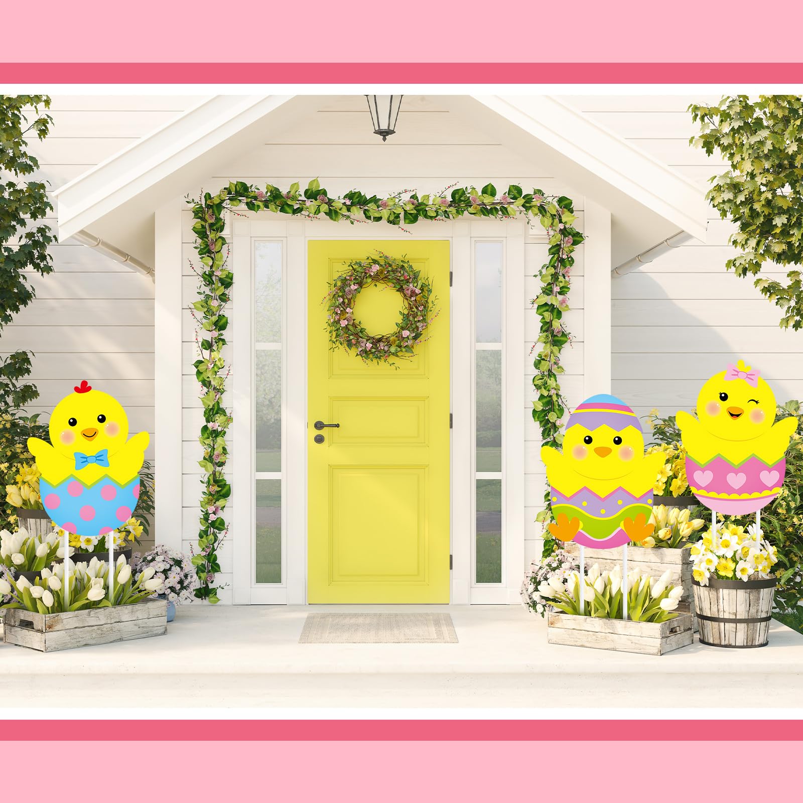 Drydiet colorful yard sign design enhances outdoor spaces during Easter.