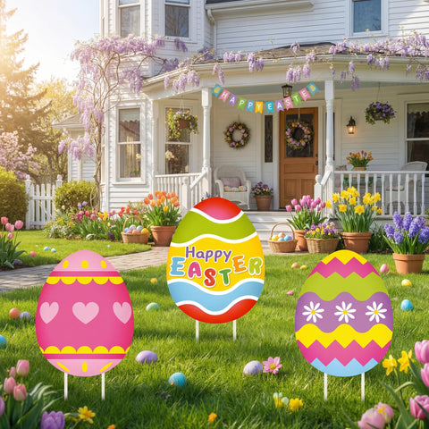 Drydiet Easter yard sign egg adds colorful charm to outdoor spaces