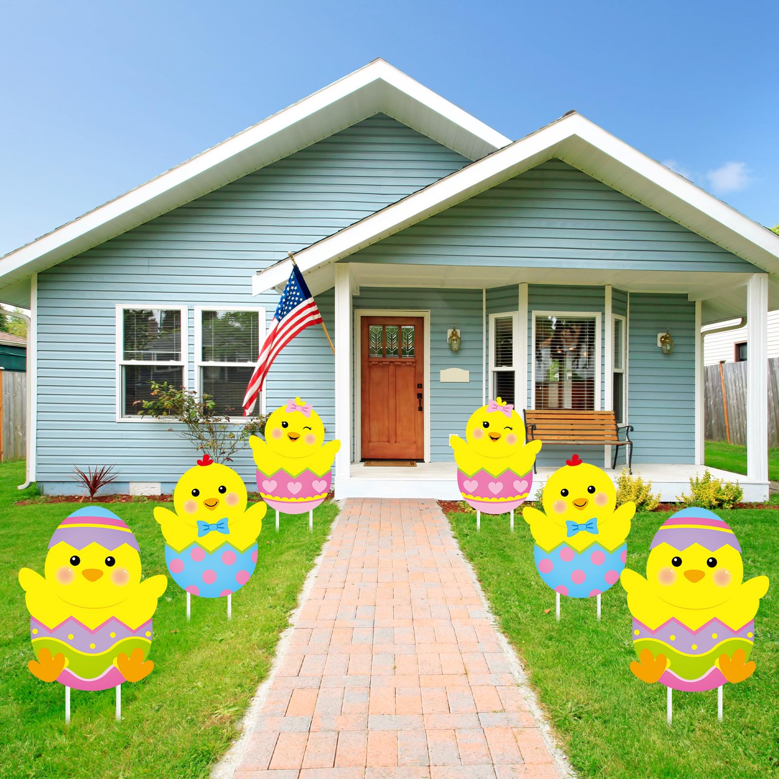 Drydiet garden decor sign elevates curb appeal with vibrant Easter motifs.