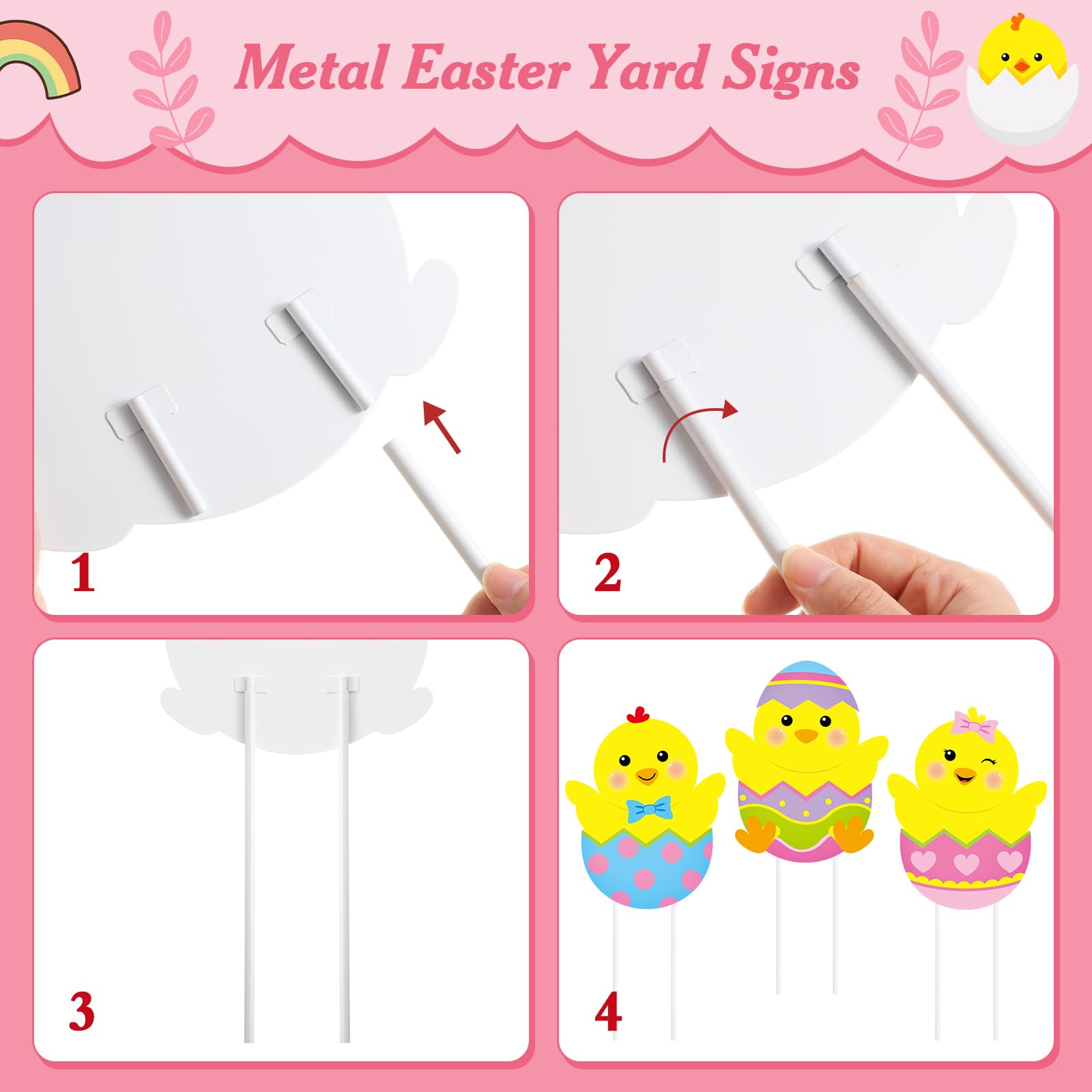 Drydiet metal yard sign with stakes endures sun and rain for seasonal displays.