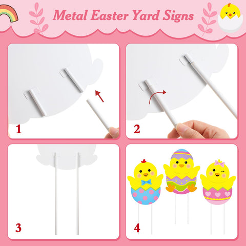 Drydiet metal yard sign with stakes endures sun and rain for seasonal displays.