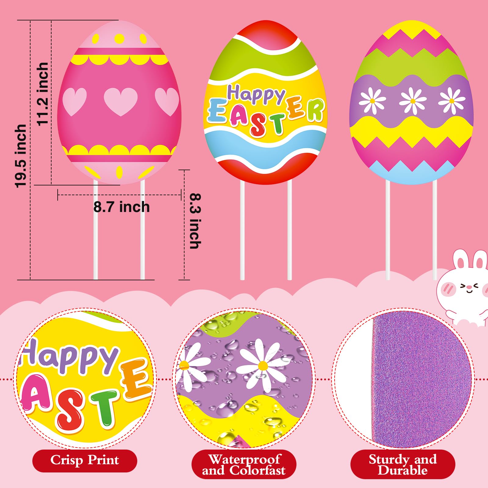 Drydiet metal yard stake egg showcases durable outdoor decoration