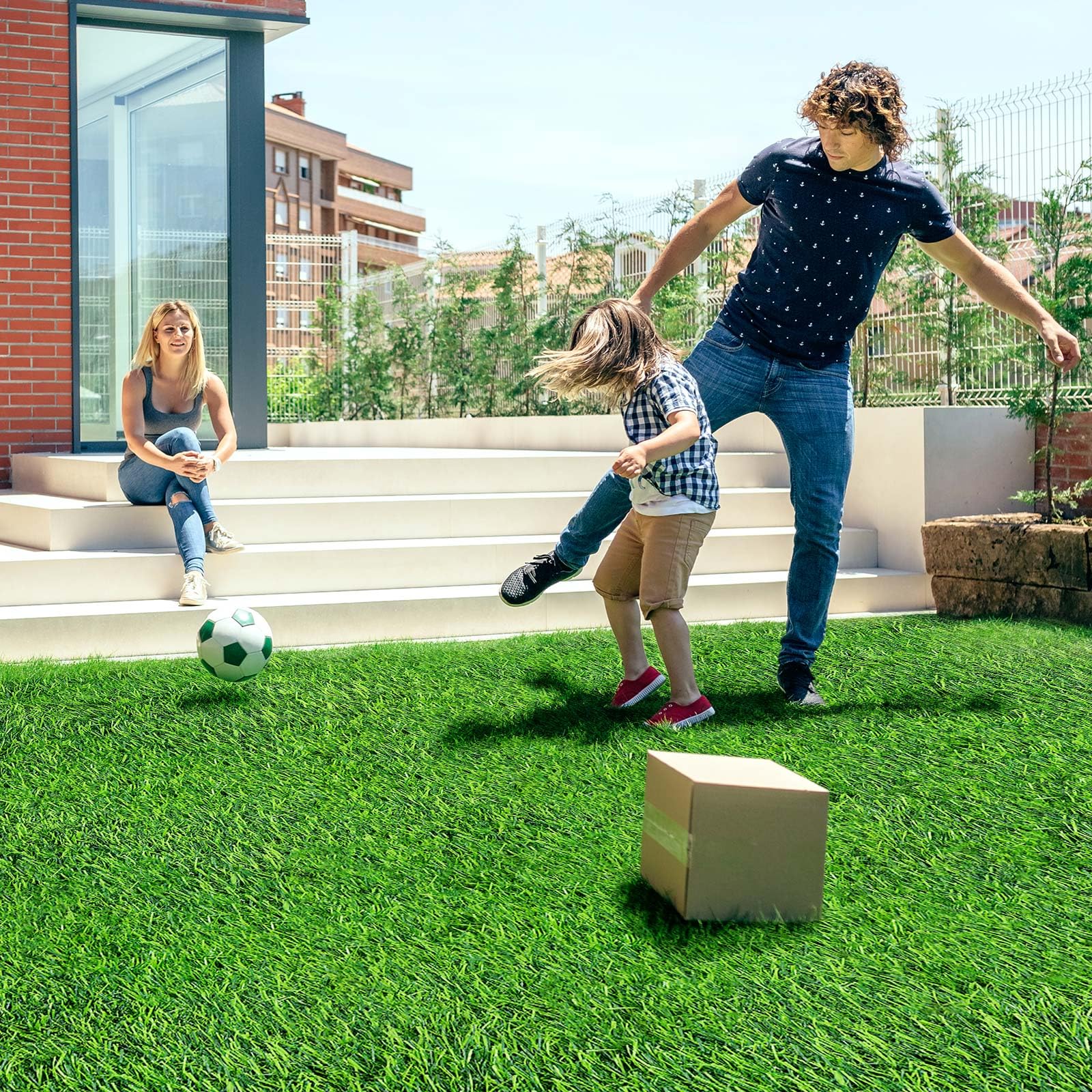 Drydiet safe turf for kids and dogs on patios and play areas