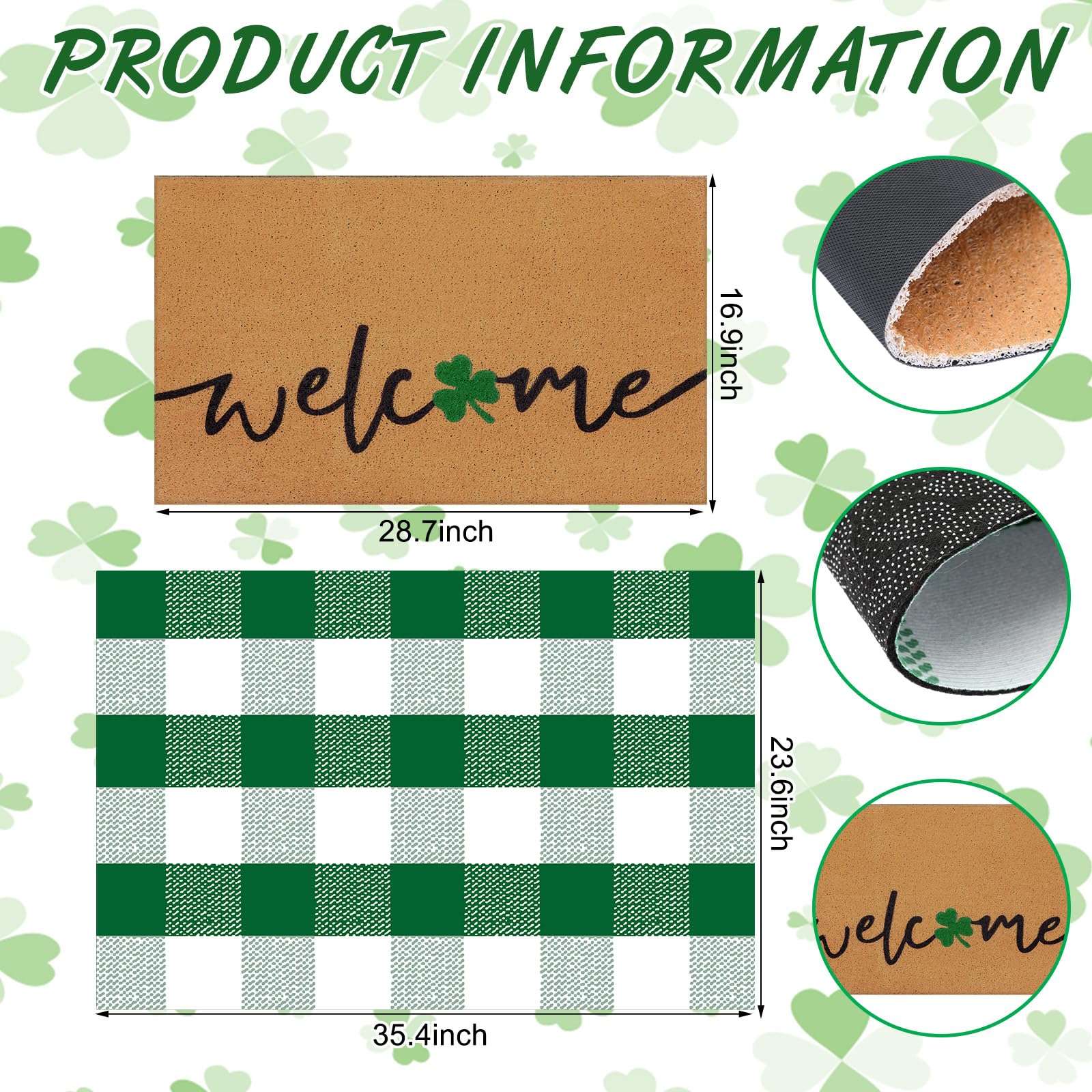 Drydiet shamrock welcome door mat with St Patrick's Day charm for festive entry