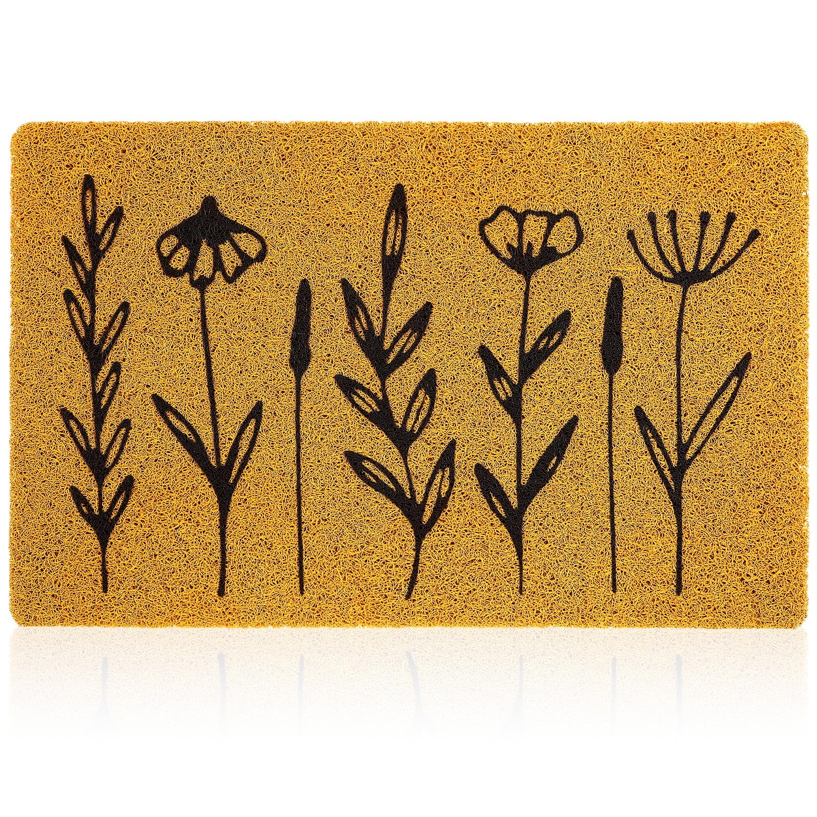 Drydiet Spring Door Mat with welcome floral design greets guests and traps dirt.