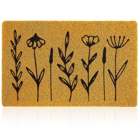 Drydiet Spring Door Mat with welcome floral design greets guests and traps dirt.