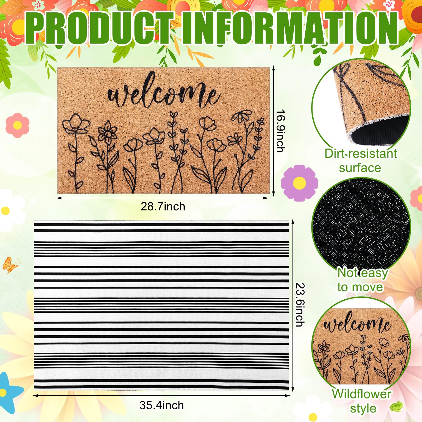 Drydiet wildflower top-layer mat adds decorative flair and mud scraping.