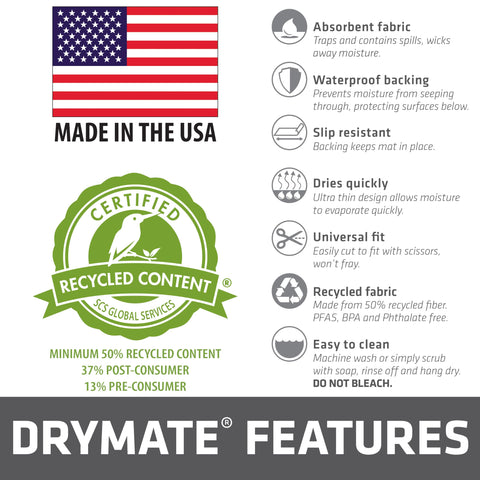 Drymate made in USA tag indicates quality and durability.