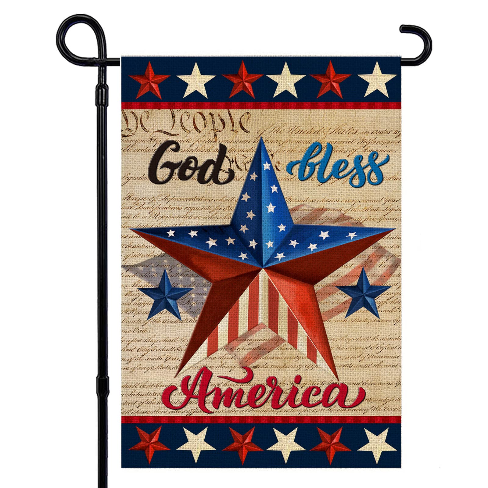 Dsben patriotic flag 12x18 front view with double-sided print for outdoor display