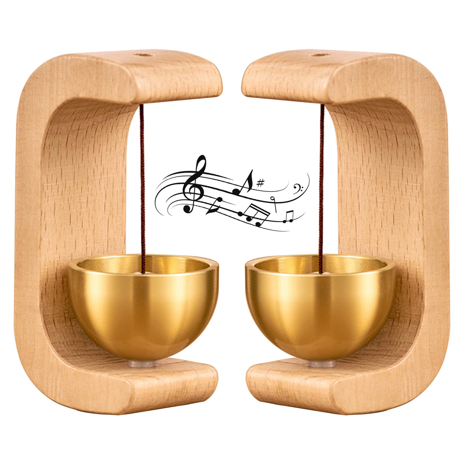 DsoneJagr magnetic door chime bell front view showing beech wood and brass finish for a warm entry