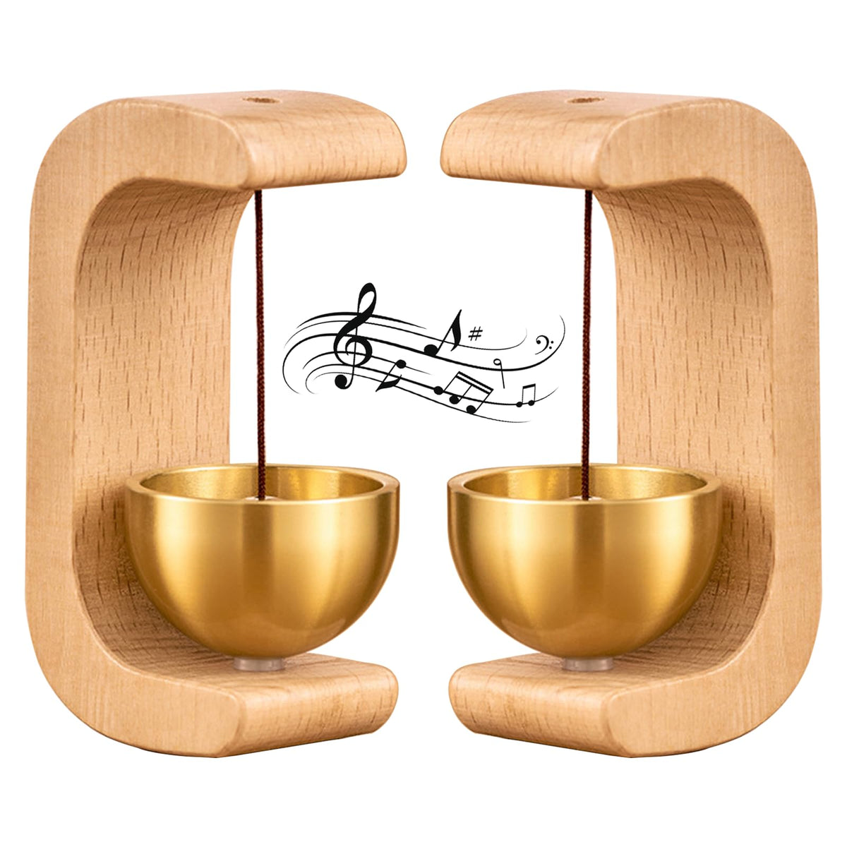 DsoneJagr magnetic door chime bell front view showing beech wood and brass finish for a warm entry