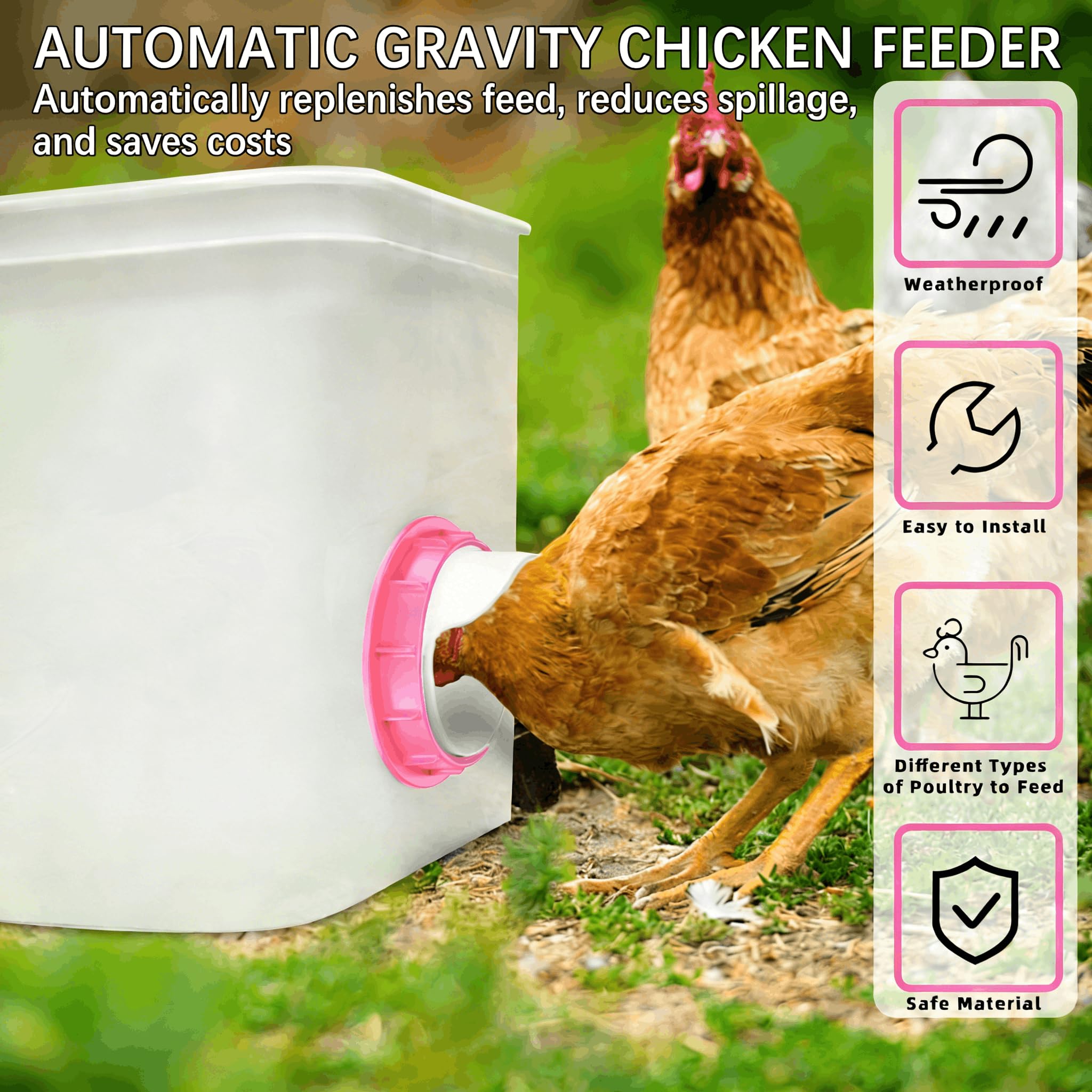 DSTANA lids for all ports to keep feed fresh and dry