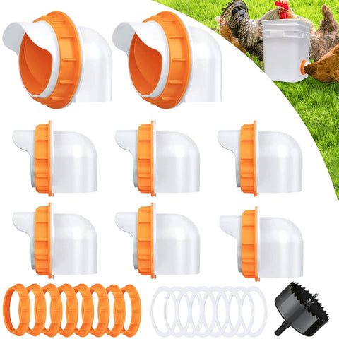 DSTANA Chicken Feeder Port orange 8-pack reduces waste during feeding