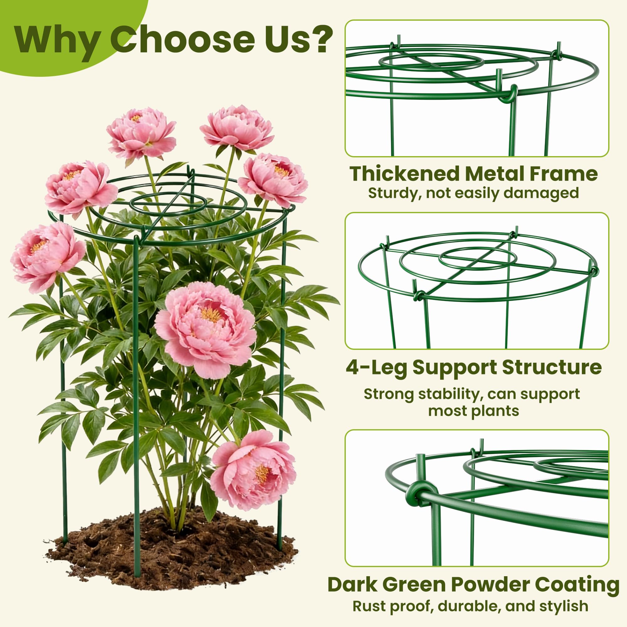 DSTANA heavy-duty iron wire cage maintains shape under wind and rain.