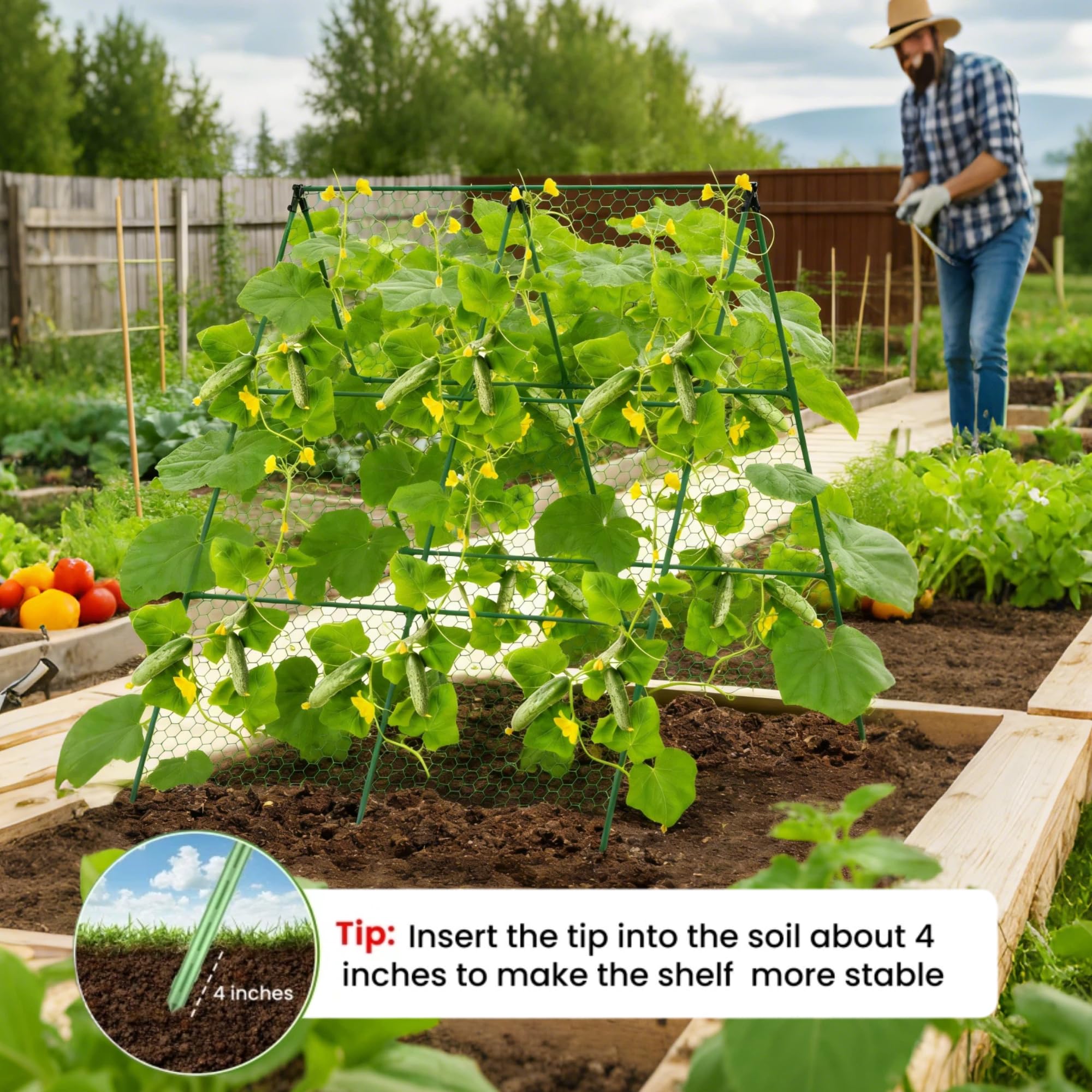DSTANA cucumber trellis supports cucumbers, peas, tomatoes and more.