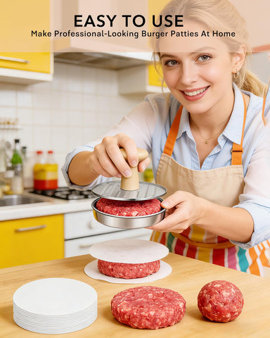 DSTHISAR burger press showing non-stick surface for easy patty release