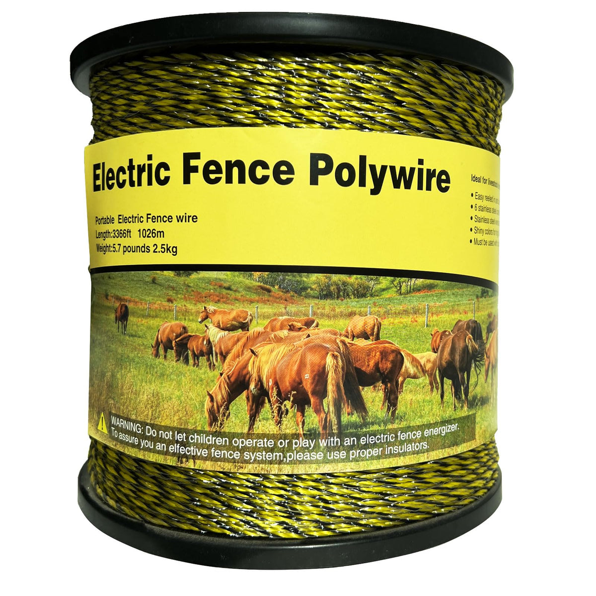 DSZBESTER polywire spool 3366 feet for wide pasture coverage and quick setup.