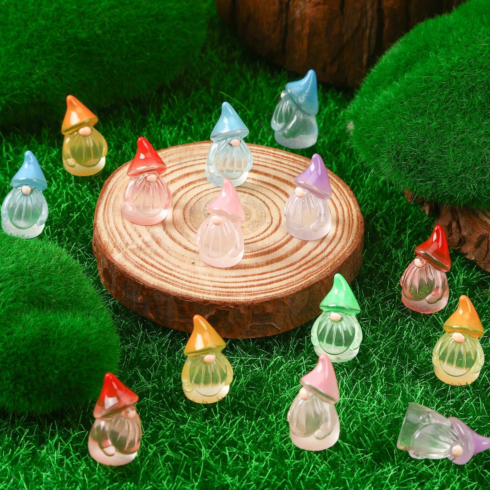 DTOFOOT luminous yellow mini gnome brightens outdoor displays and terrariums.