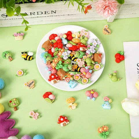 DTOFOOT spring resin charms: mushrooms and bees for whimsical wedding decor.