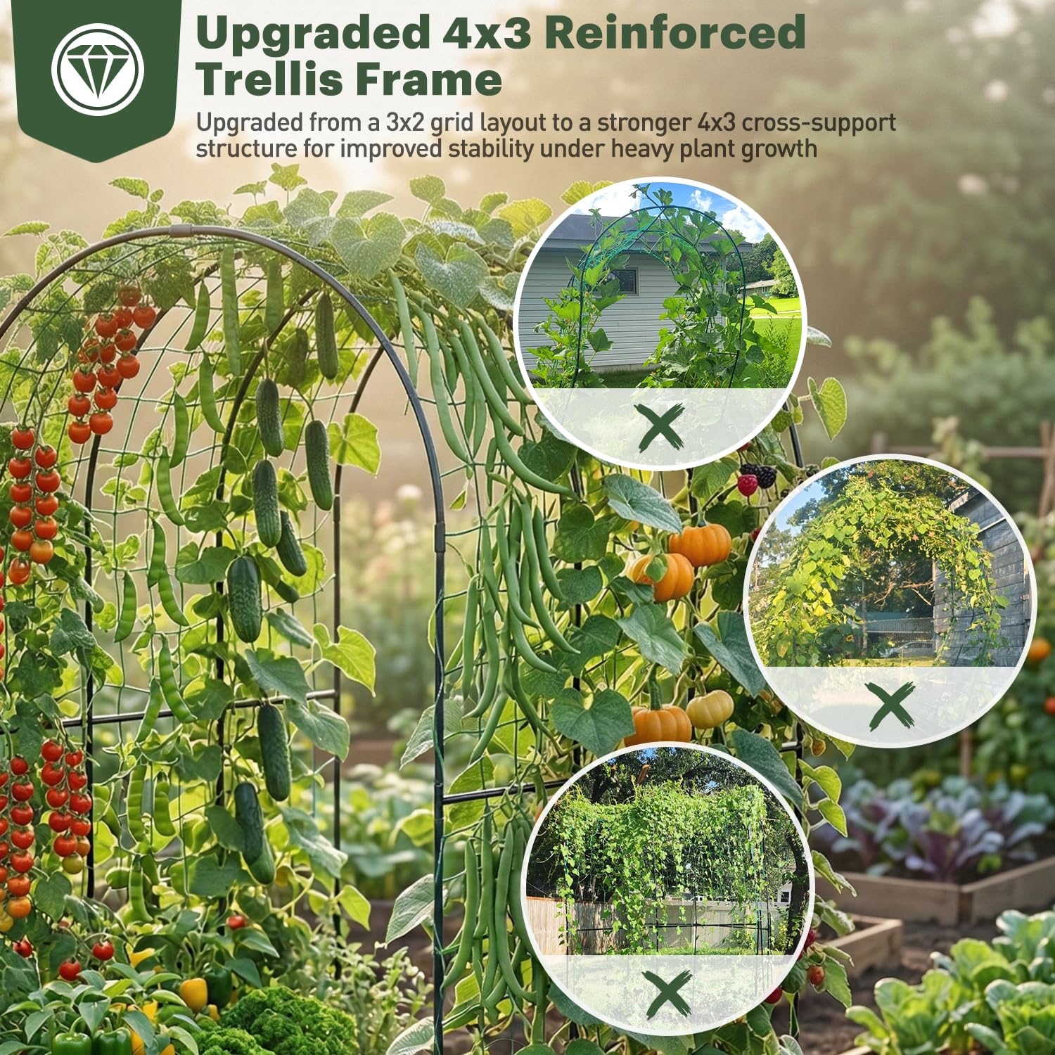 DTIG upgraded 4x3 trellis support boosts stability for climbers