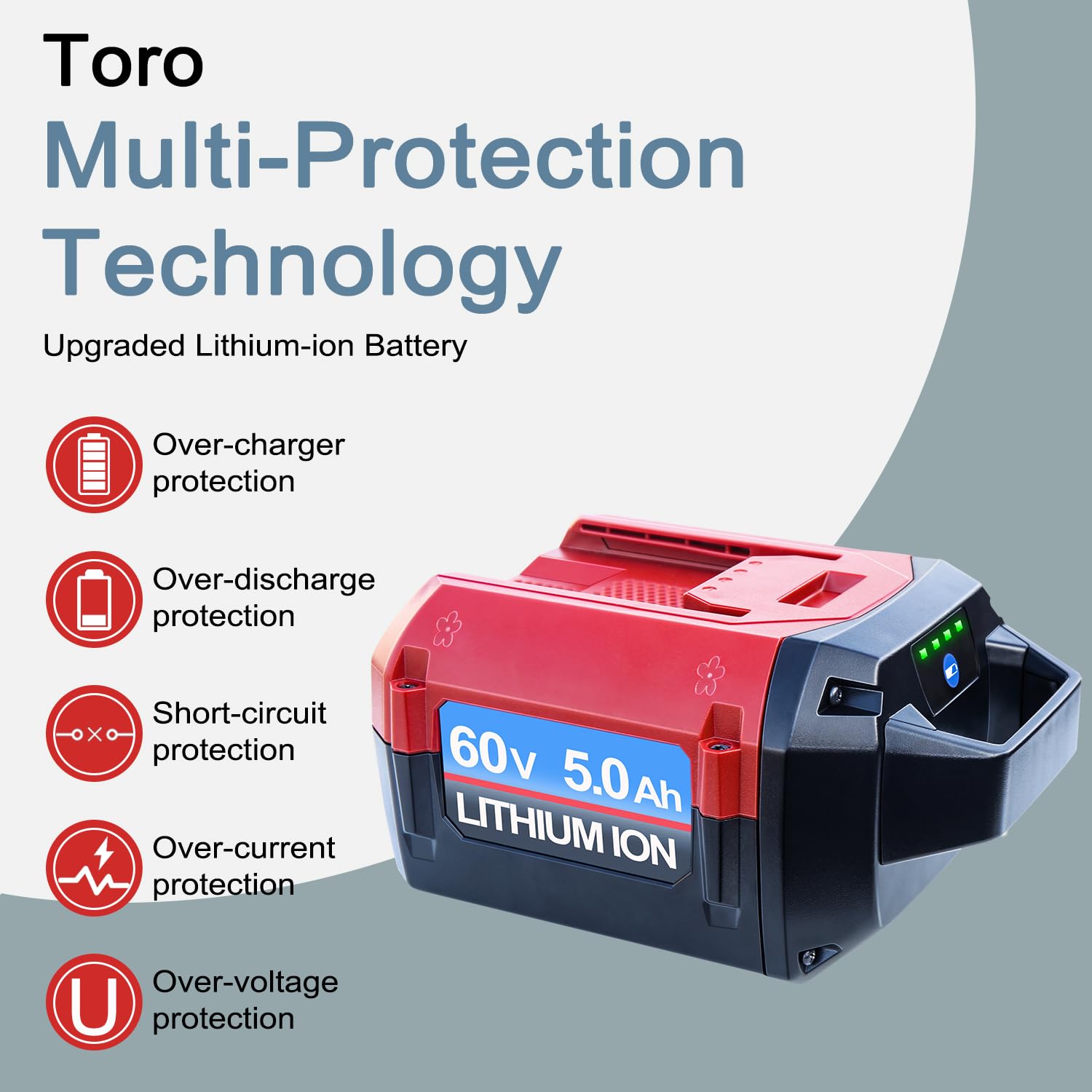 DTK Toro 60V 5Ah battery charging port with compatible charger